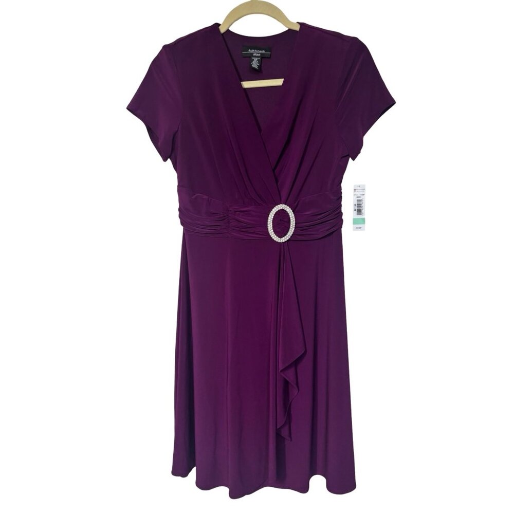 R&M Richards Faux Wrap Dress 8P Berry Color Semi-Formal New